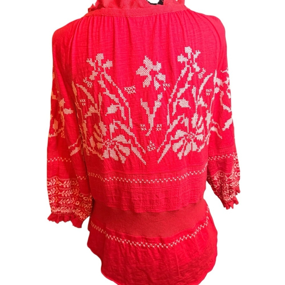 AP.NY | Mixed Media Embroidered Peasant Blouse | Sz S - Picture 5 of 10